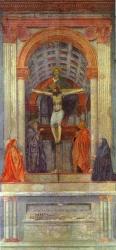 A Szentháromság a Szűzanyával, Szent Jánossal és a két adományozóval (1426-28. freskó; Santa Maria Novella, Firenze)